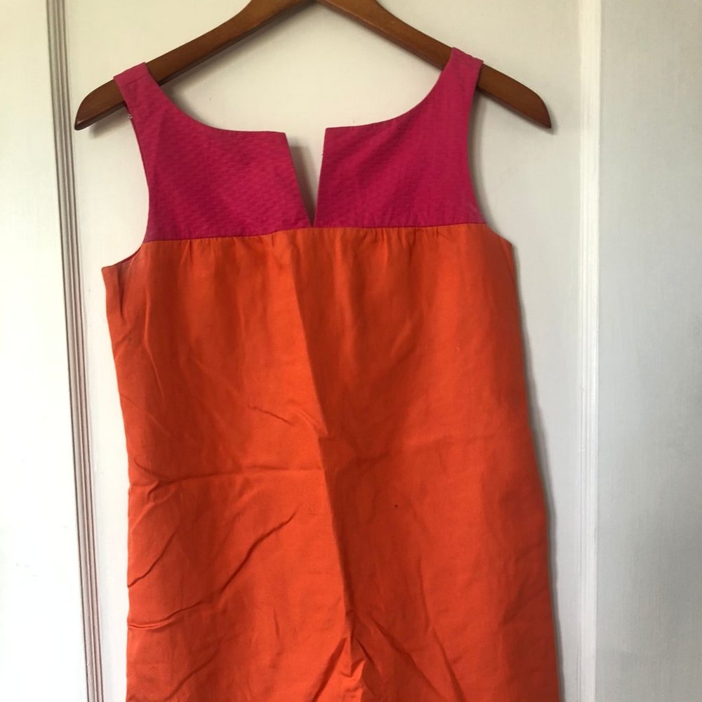 J. Crew Pink and Orange Sleeveless Shift Dress